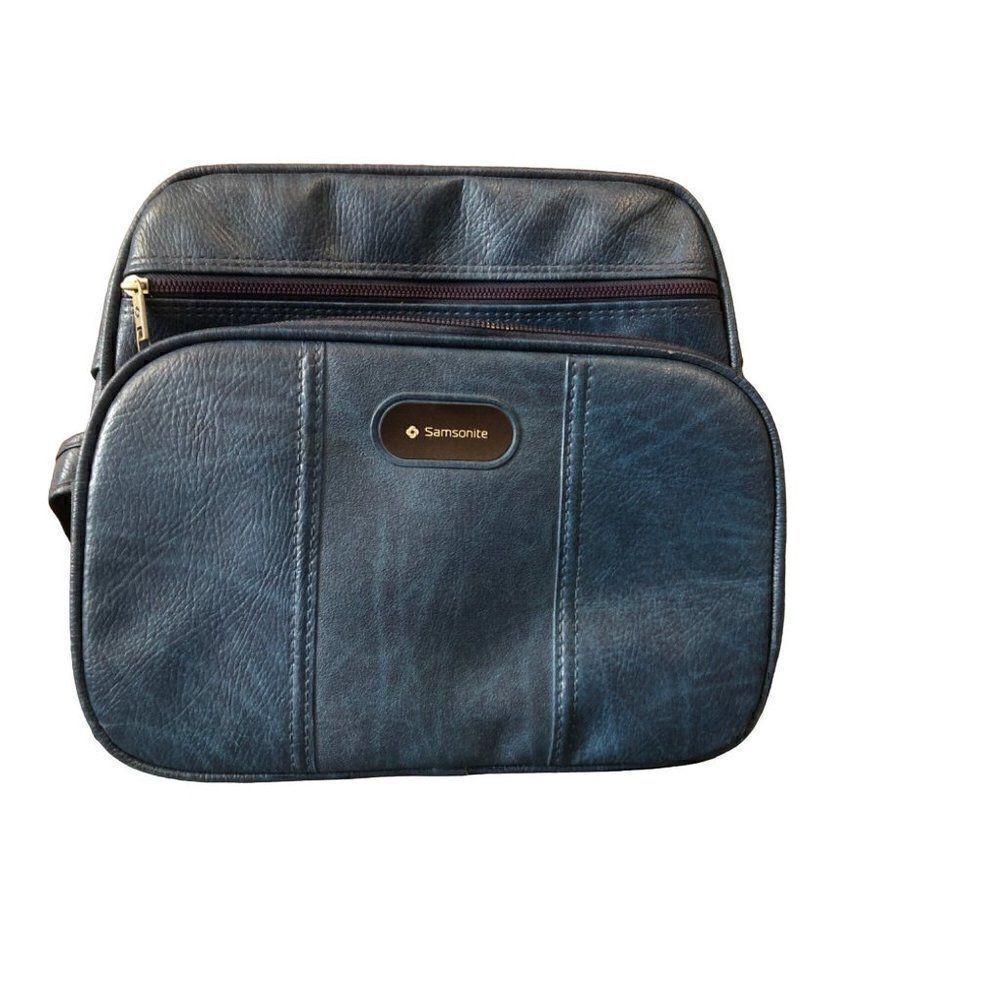 Samsonite Mens Shoulder Bag Travel Carry On Purse Faux Leather Vinyl Vintage